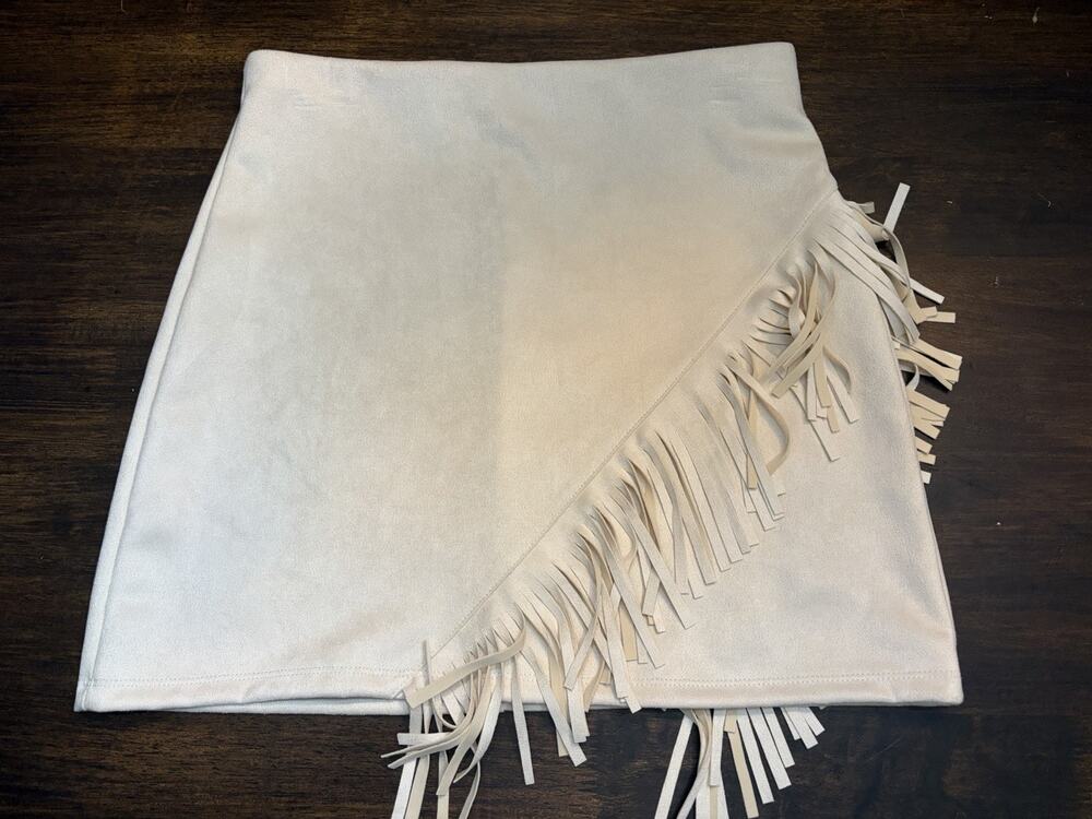 Rockin C NWT Vintage Womens White Mini Skirt Fringe Size M New 90's